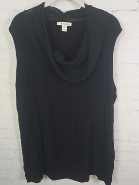 Coldwater Creek 2X Black Draped Cowl Neck Sleeveless Top